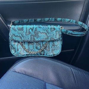 Blue Snake Shoulder Purse